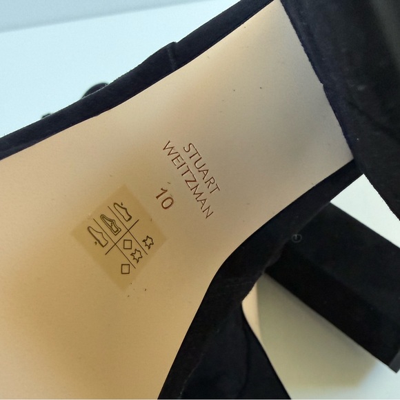 Stuart Weitzman Black Suede Block Heel Ankle Boots Size 10 (New w/o box) - Picture 7 of 12